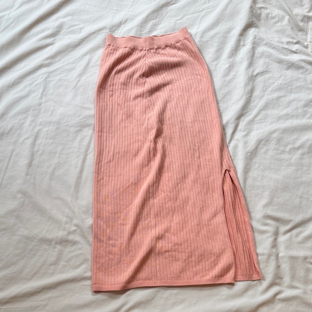 Free People Blush Ribbed Pencil Skirt